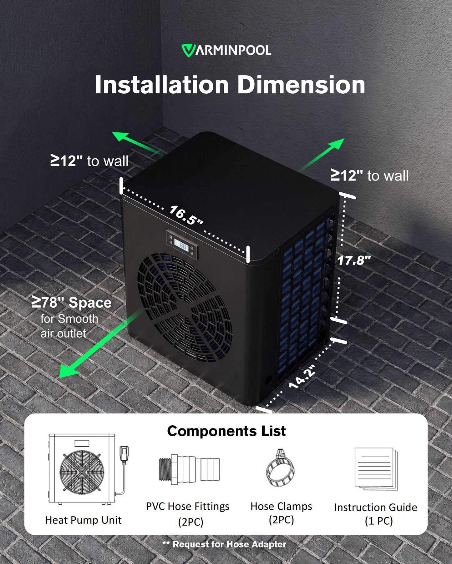 16000 BTU Pool Heater for Above Ground Pool Up to 5400 Gallons- V5