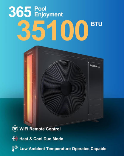 35100 BTU Above Ground Pool Heat Pump Up to 9000 Gallons, V10
