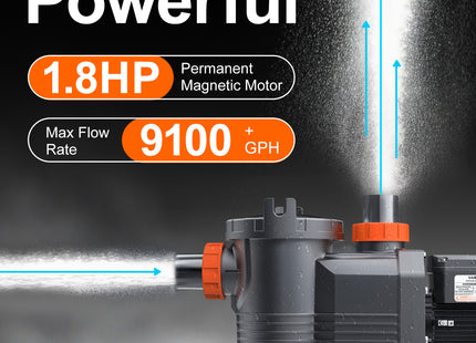 1.8HP Variable Speed Pool Pump for In/Above Ground Pools