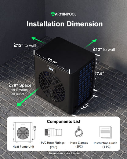16000 BTU Pool Heater for Above Ground Pool Up to 5400 Gallons- V5