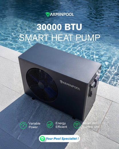 30000 BTU Swimming Pool Heat Pump for Up to 7000 Gallons, V7 Plus