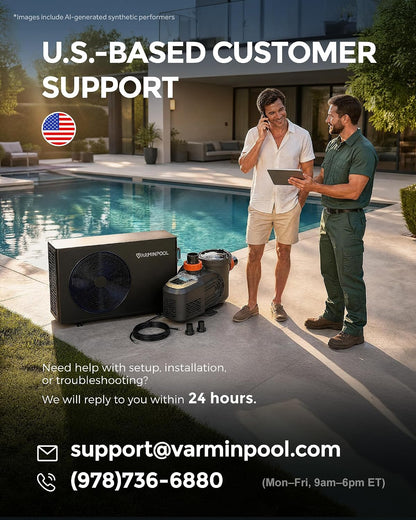 Solar Pool Heater 65000BTU, Pool Heat Pump for Inground & Above Ground Pools up to 20000 Gallons