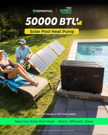 50000BTU Solar Pool Heater, Pool Heat Pump for Inground & Above Ground Pools up to 15000 Gallons